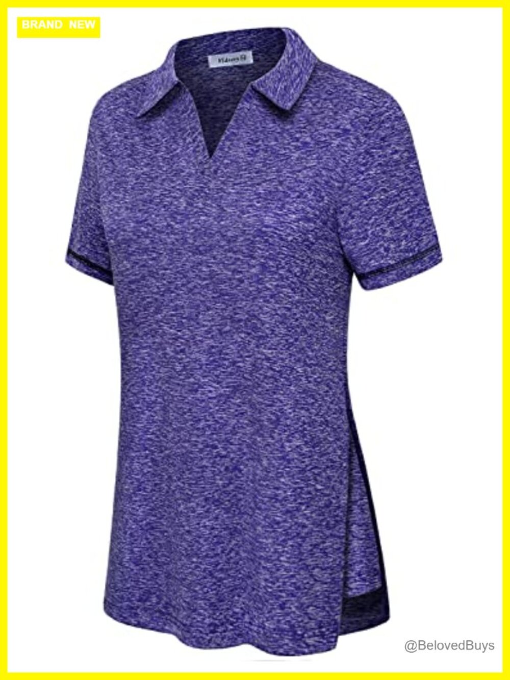 V Neck Loose Fit Workout Tennis Golf Polo Shirt Quick Dry Wicking Short Sleeve